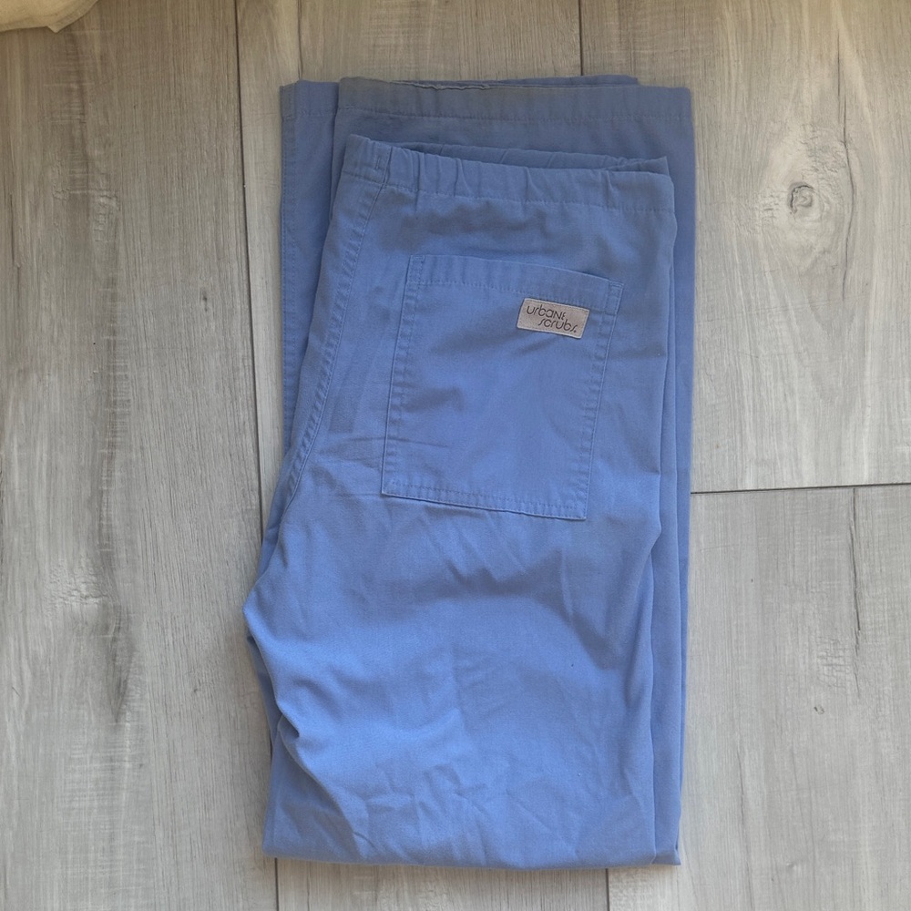Urbane Women's Wide Leg Pants in Blue scrubs